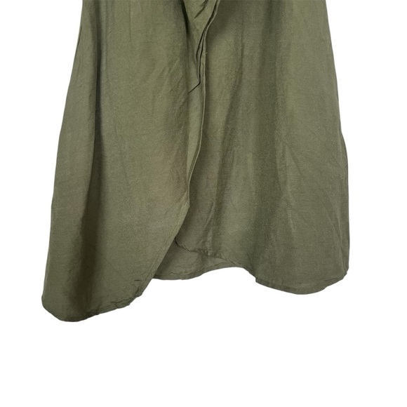 & Other Stories Paris Atelier V Neck Olive Green Linen Belt Wrap Mini Dress SZ 2 - Picture 8 of 12